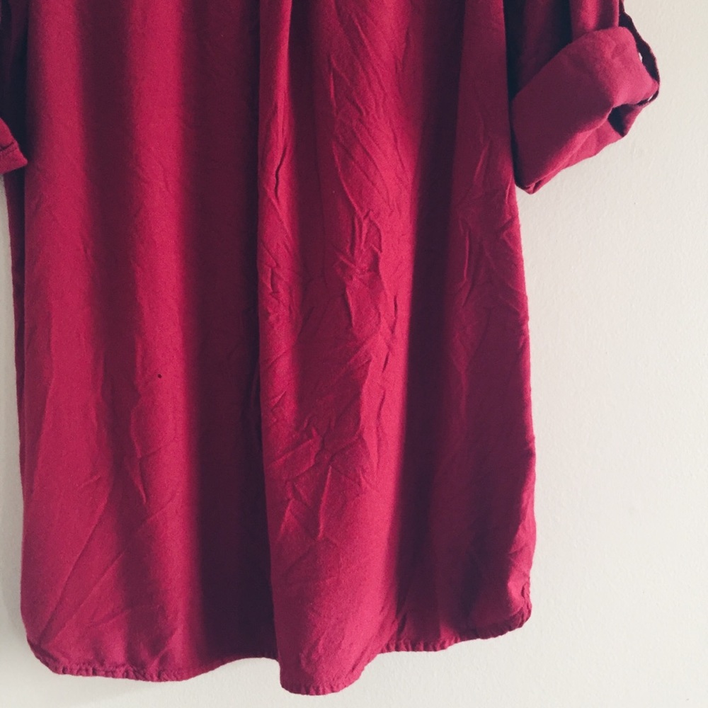 Uo Sparkle & Fade Red Button Up Tunic Mini Dress - image 8